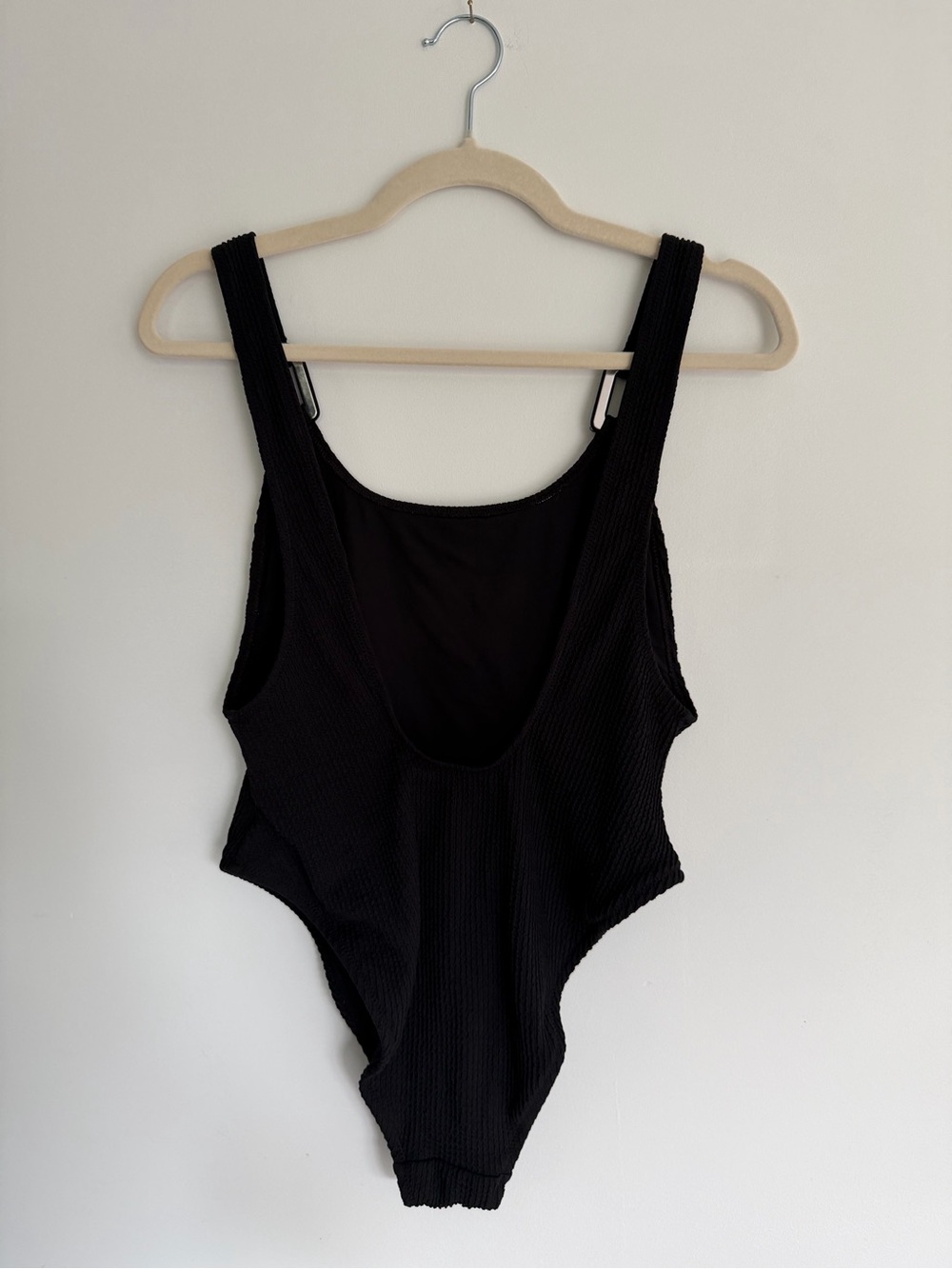 Aerie Real Good Black Ribbed One-Piece Swimsuit | Size Large - Picture 4 of 5